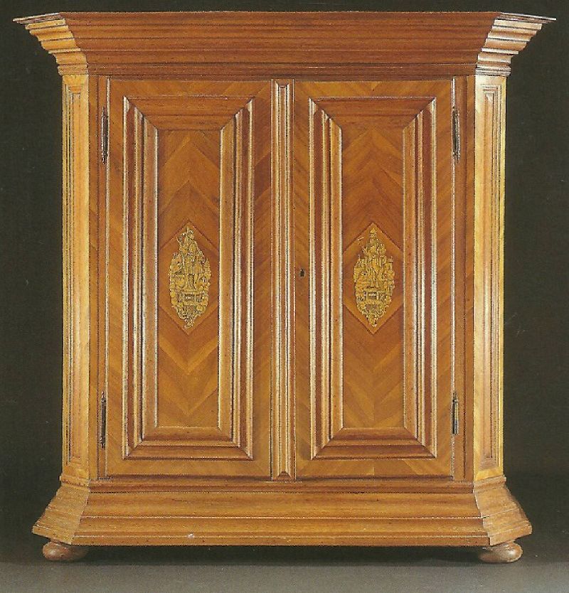 antique mid-18th century walnut oak cushion cabinet