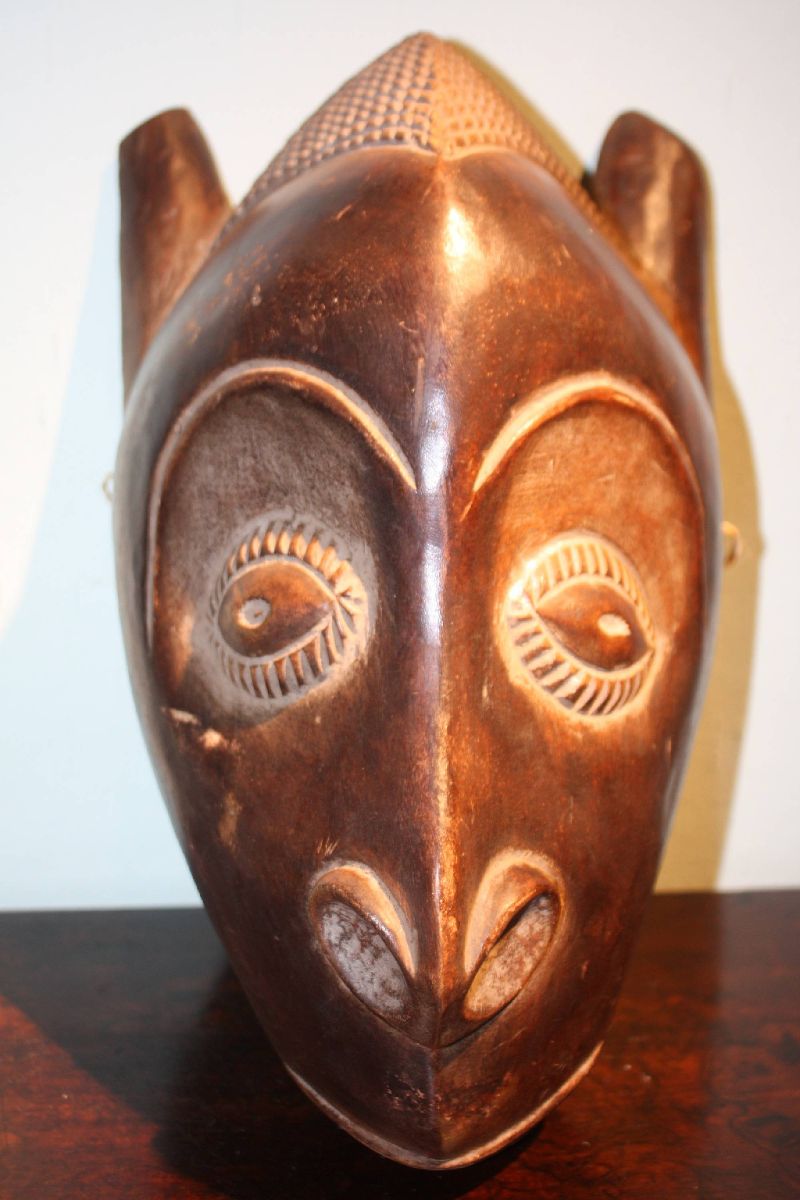 African decorative carved tribal 'Baule' Ivory-Coast animal mask