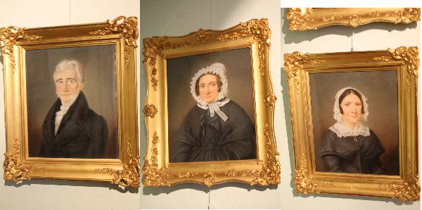 Three early 19th century pastel crayon portraitof a man and two women