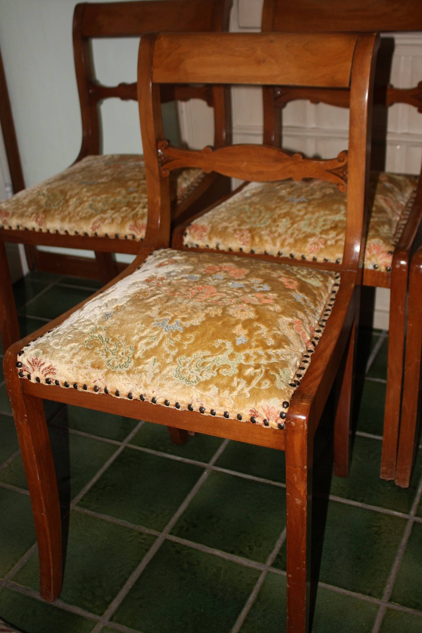 Four 1840's german fruit wood Biedermeier chairs