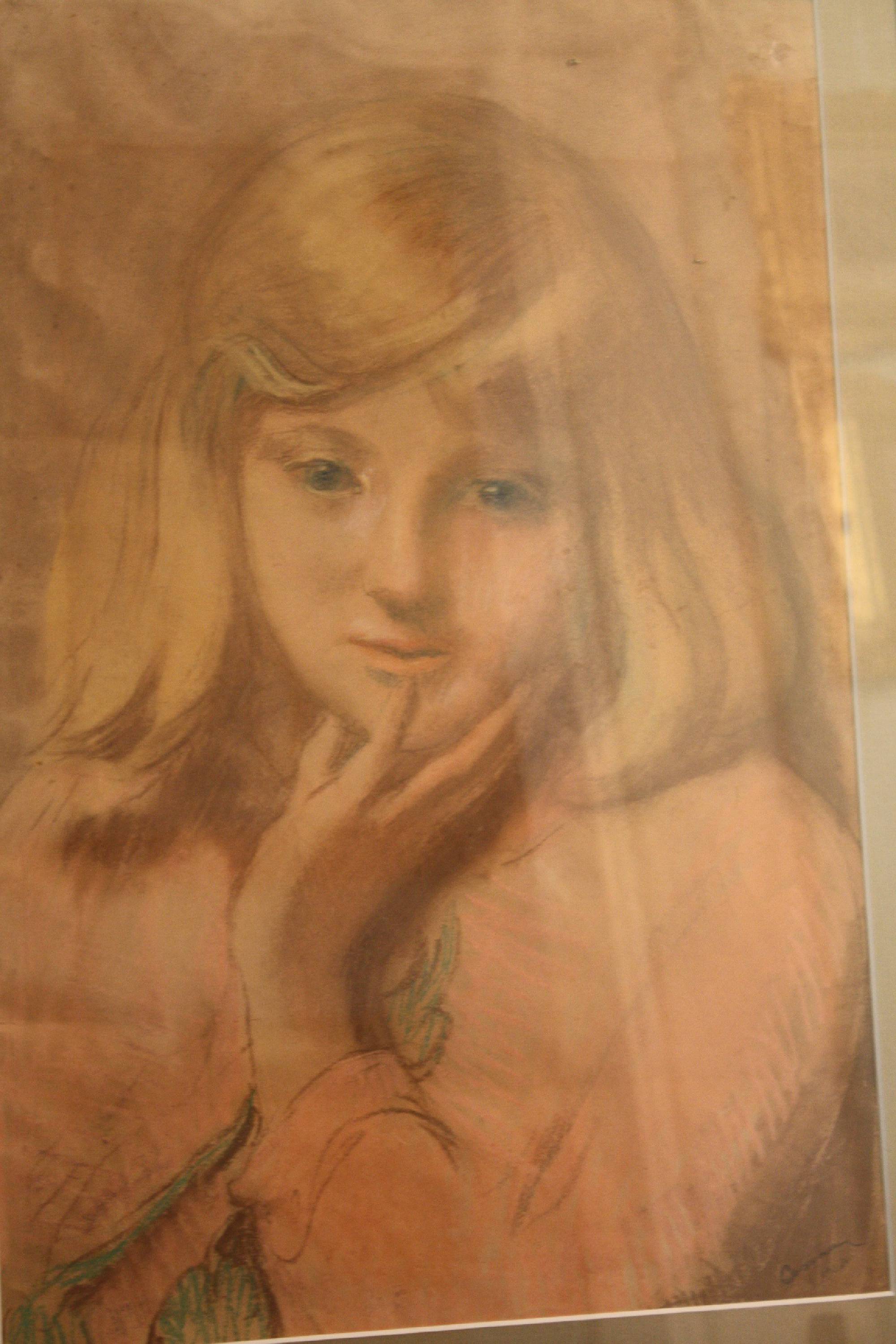 Dutch early 20th century watercolour crayon mixed media on paper young girl's portrait, signed Jacobus 'Ko' Cossar