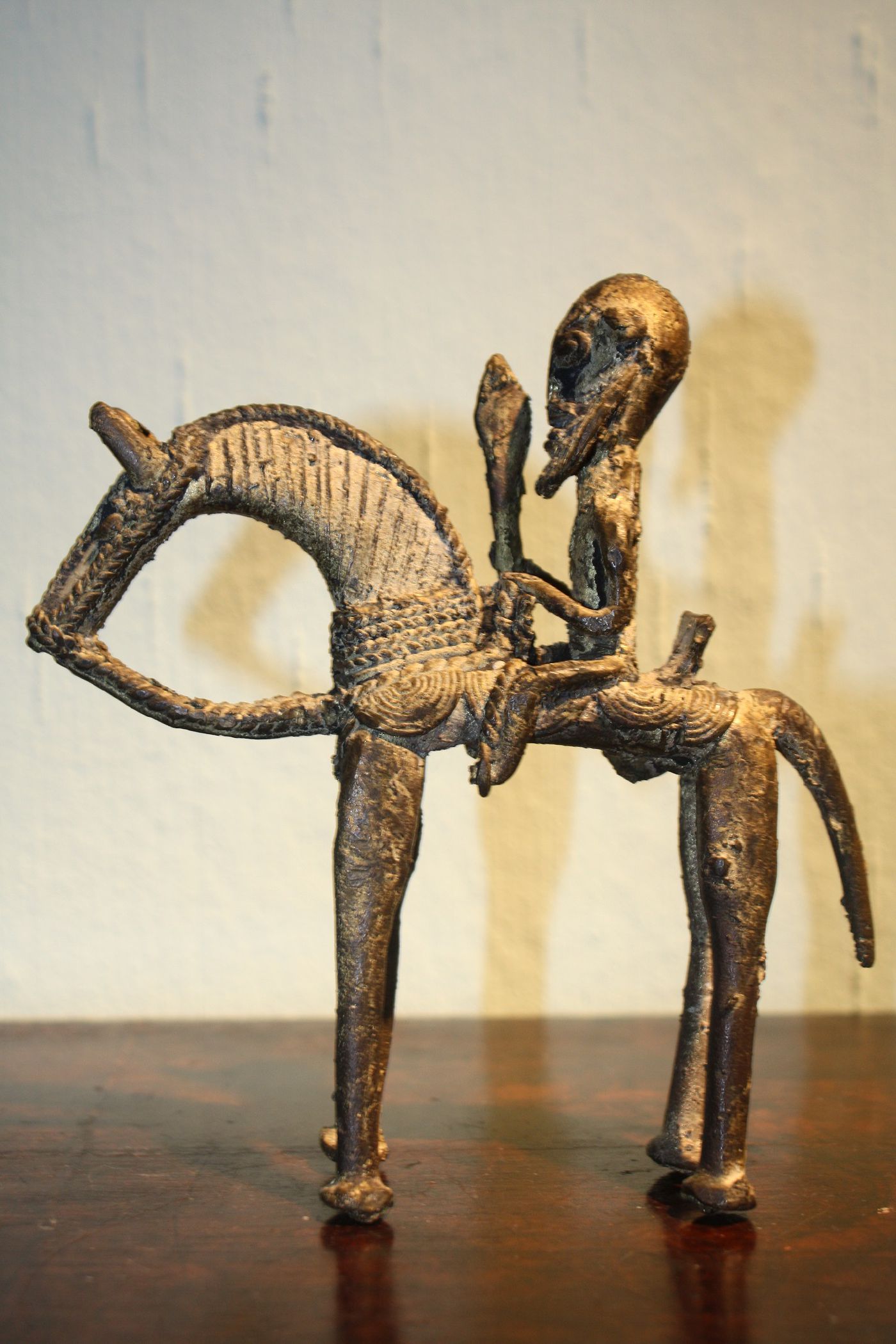 A nice small bronze african tribal horseman figurine from the Dogon-tribe located in Mali