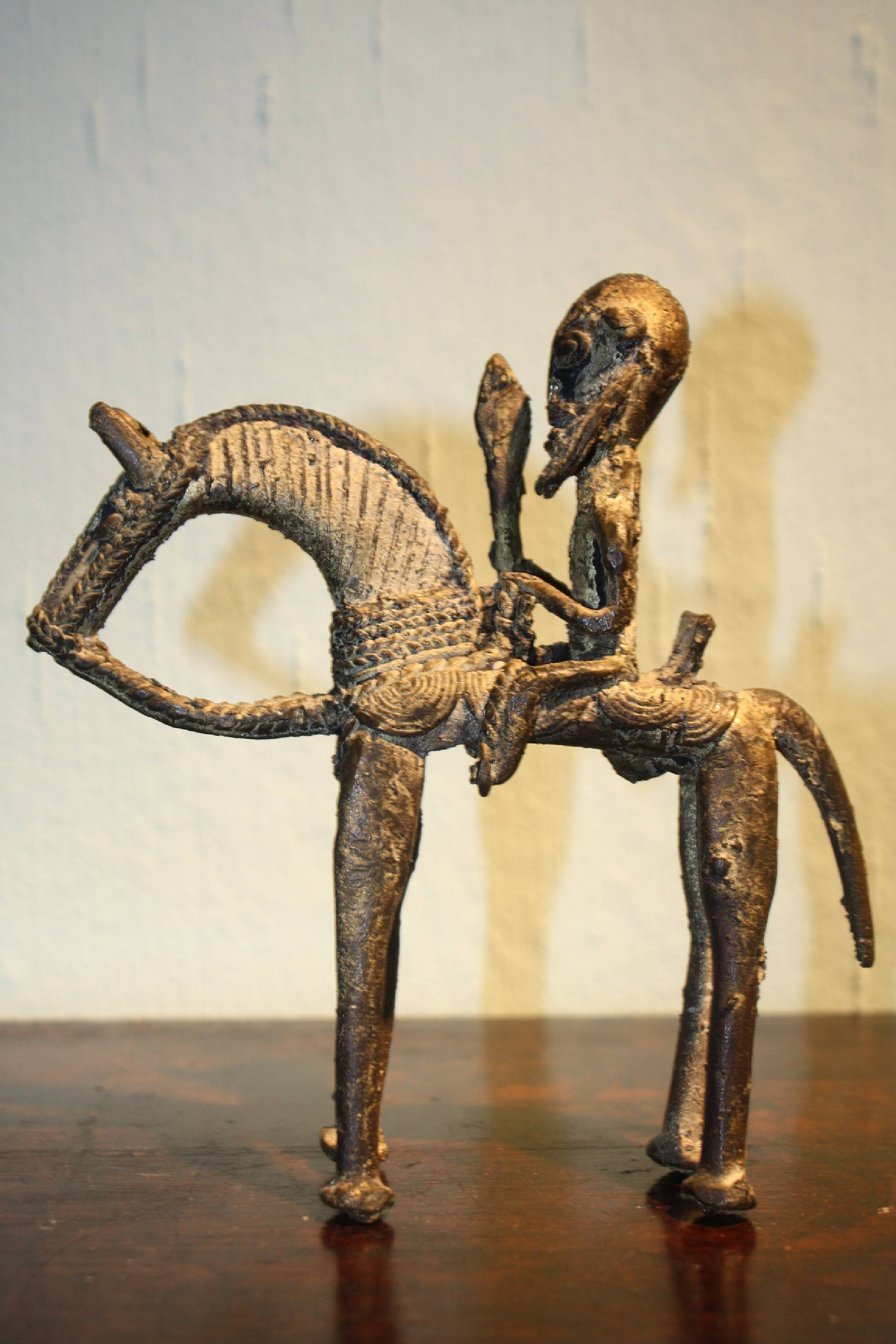 A nice small bronze african tribal horseman figurine from the Dogon-tribe located in Mali
