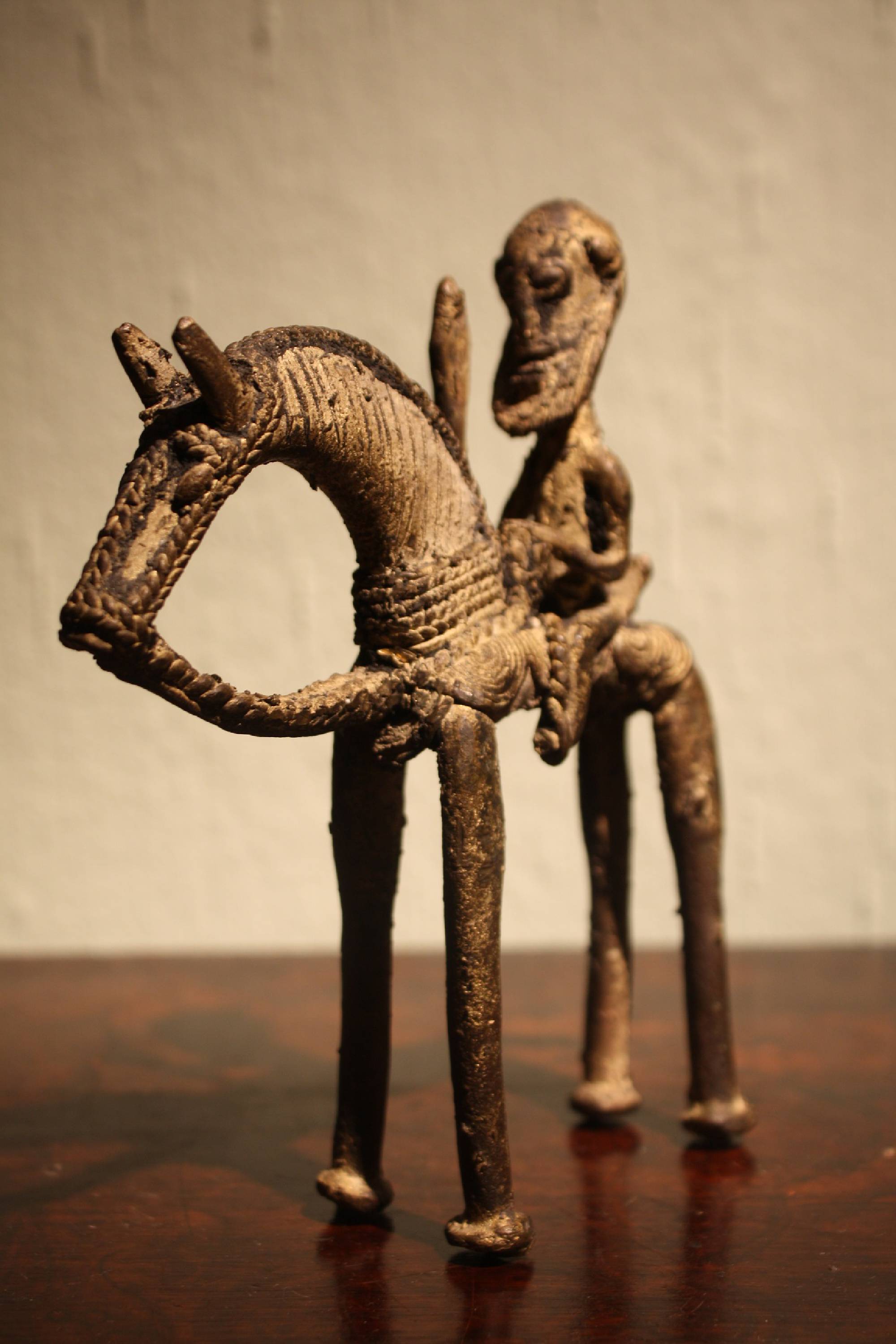 A nice small bronze african tribal horseman figurine from the Dogon-tribe located in Mali