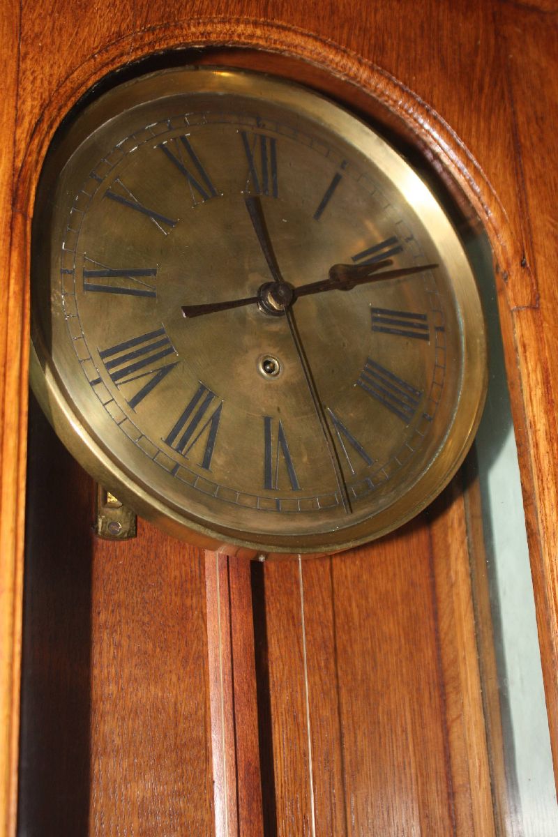 A large unique monumental German 1925 precision wall clock 10-day regulator with seconds pendulum by 'Gustav Becker'