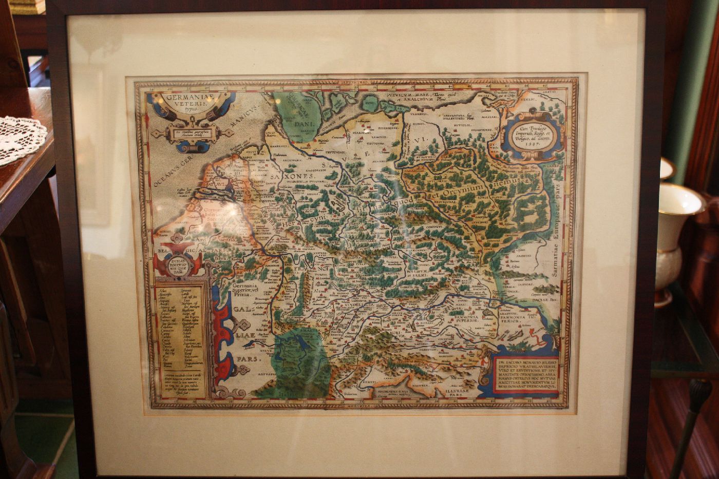 A 1600's coloured copper engraving map showing North Germany by Abraham Ortelius