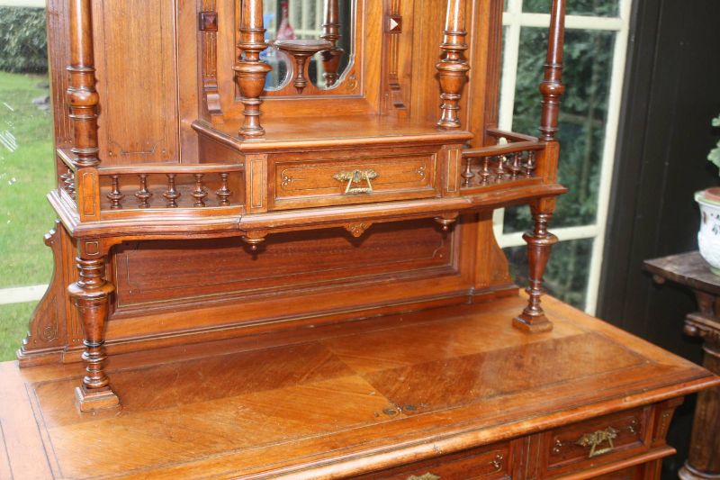 A late 19th century walnut show cabinet display cupboard