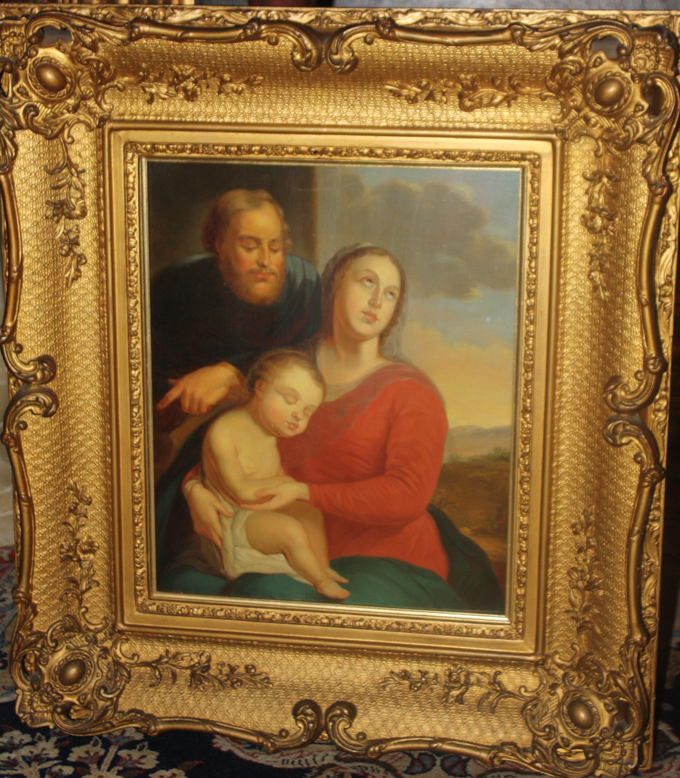 An Italian 19th century oil painting of the holy family