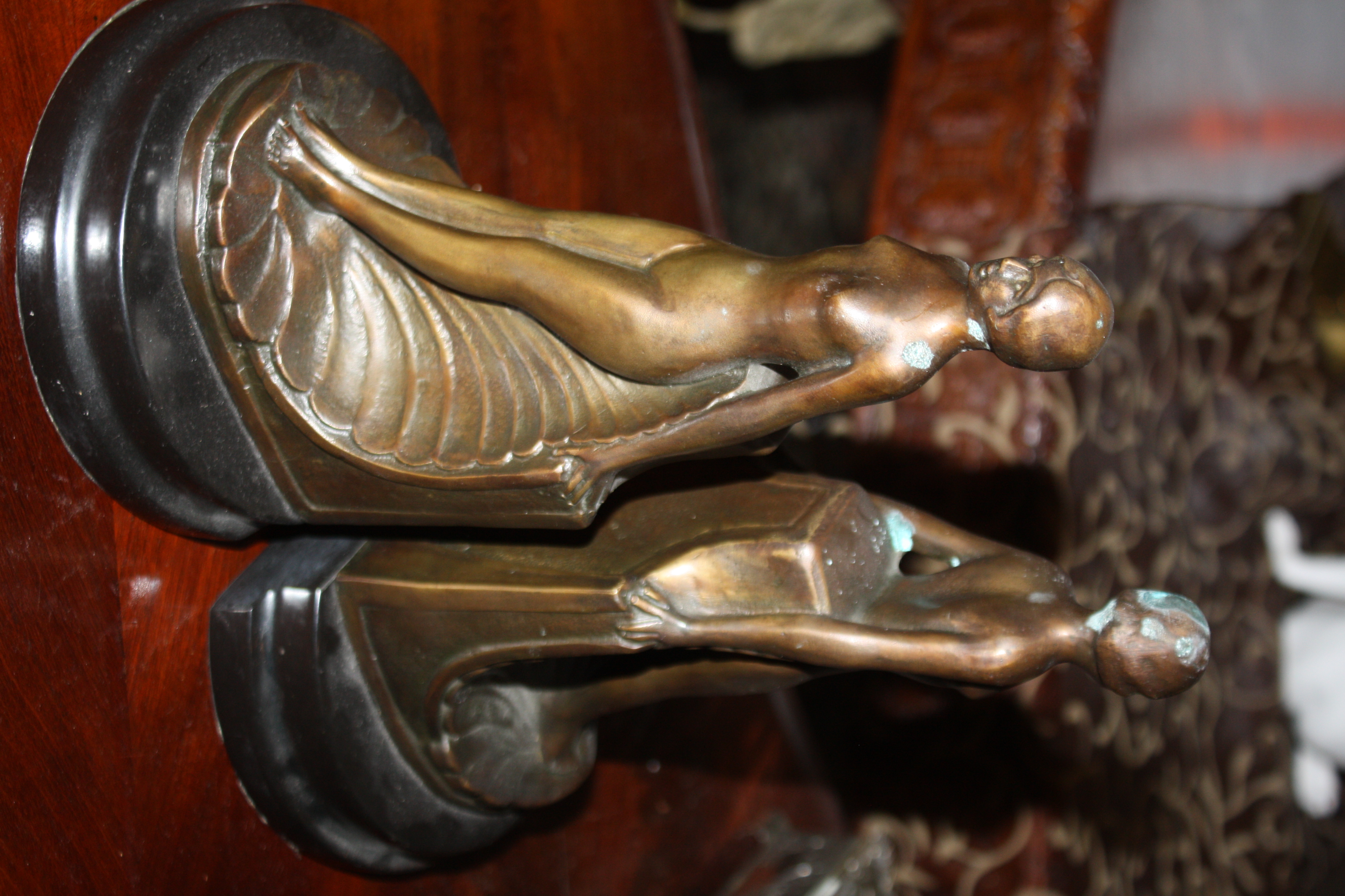 2 decorative Art Nouveau bronze bookends