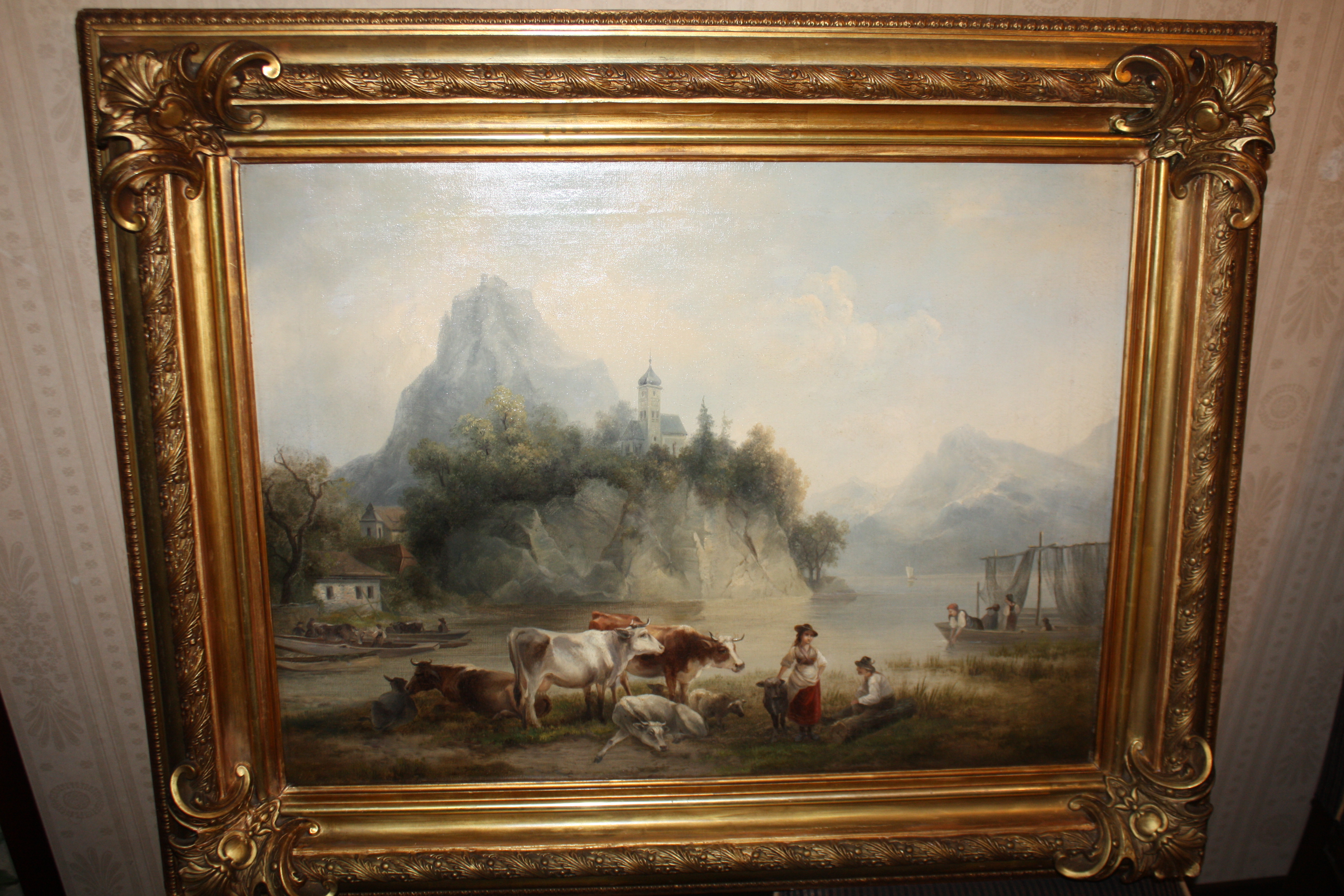 A 19th century romantic landscape oil painting