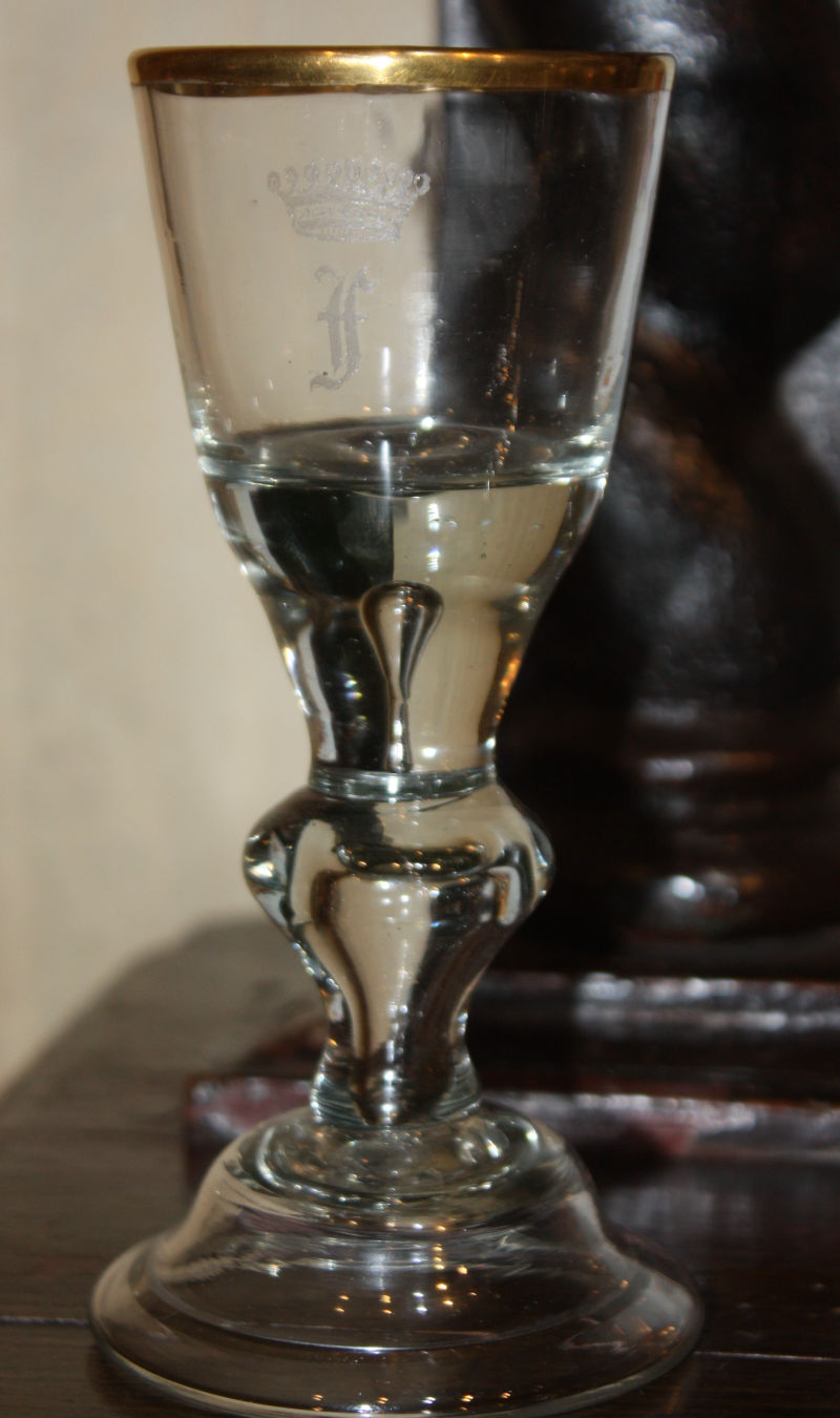 Antique 1800 'Lauenstein' bubble stem wine glass