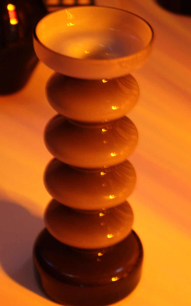 Violet vase, pop art, Friedrich crystal, Germany 1970s, white glass with purple overlay