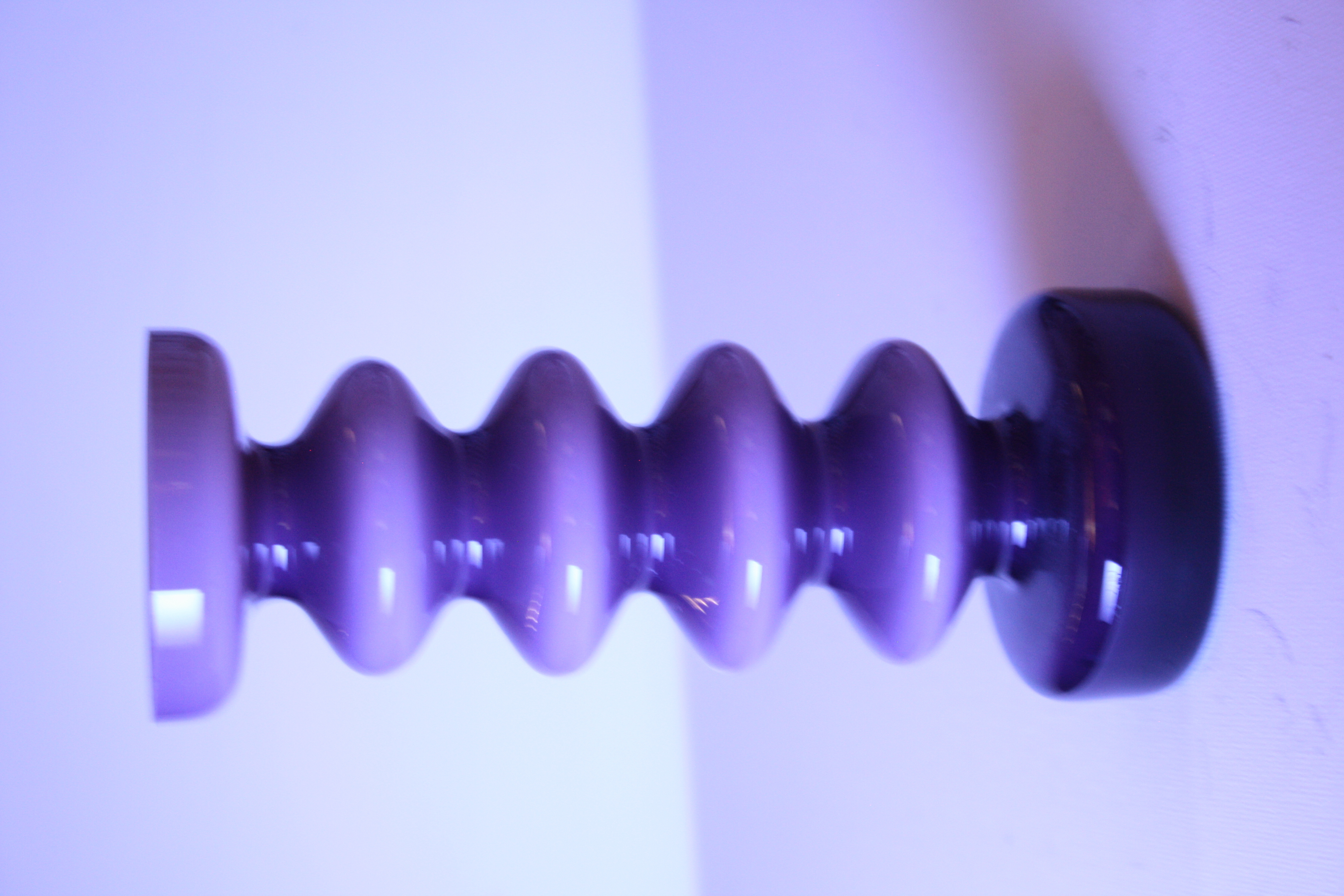 Violet vase, pop art, Friedrich crystal, white glass with purple overlay, height: 18 cm