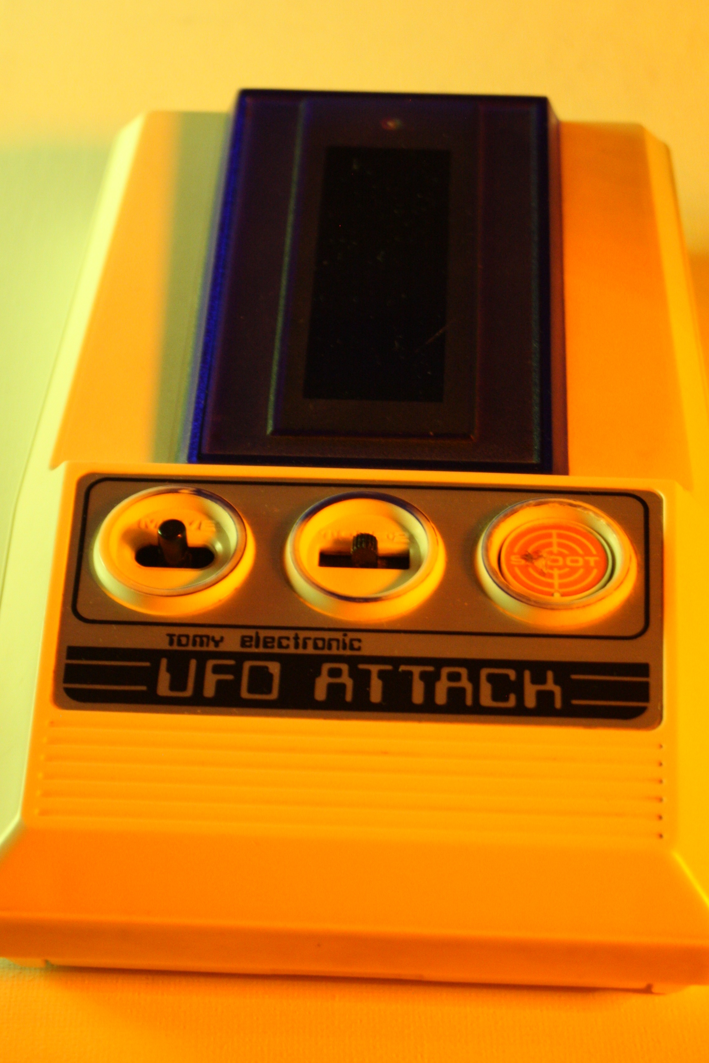 A handheld game, "UFO ATTACK", Takara Tomy, Japan, 1980, working condition, Length: 21 cm