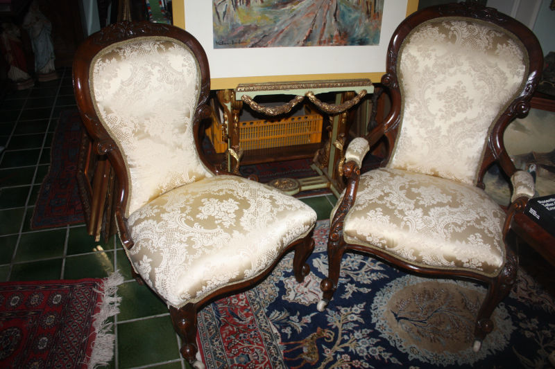 A pair of 19th century Louis Philippe armchairs, 