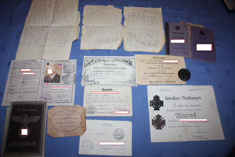 A collection of German WW1 and WW2 documents