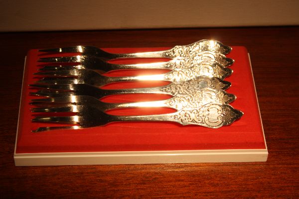 Six .800 silver pie forks, dessert forks Robbe und Berking
