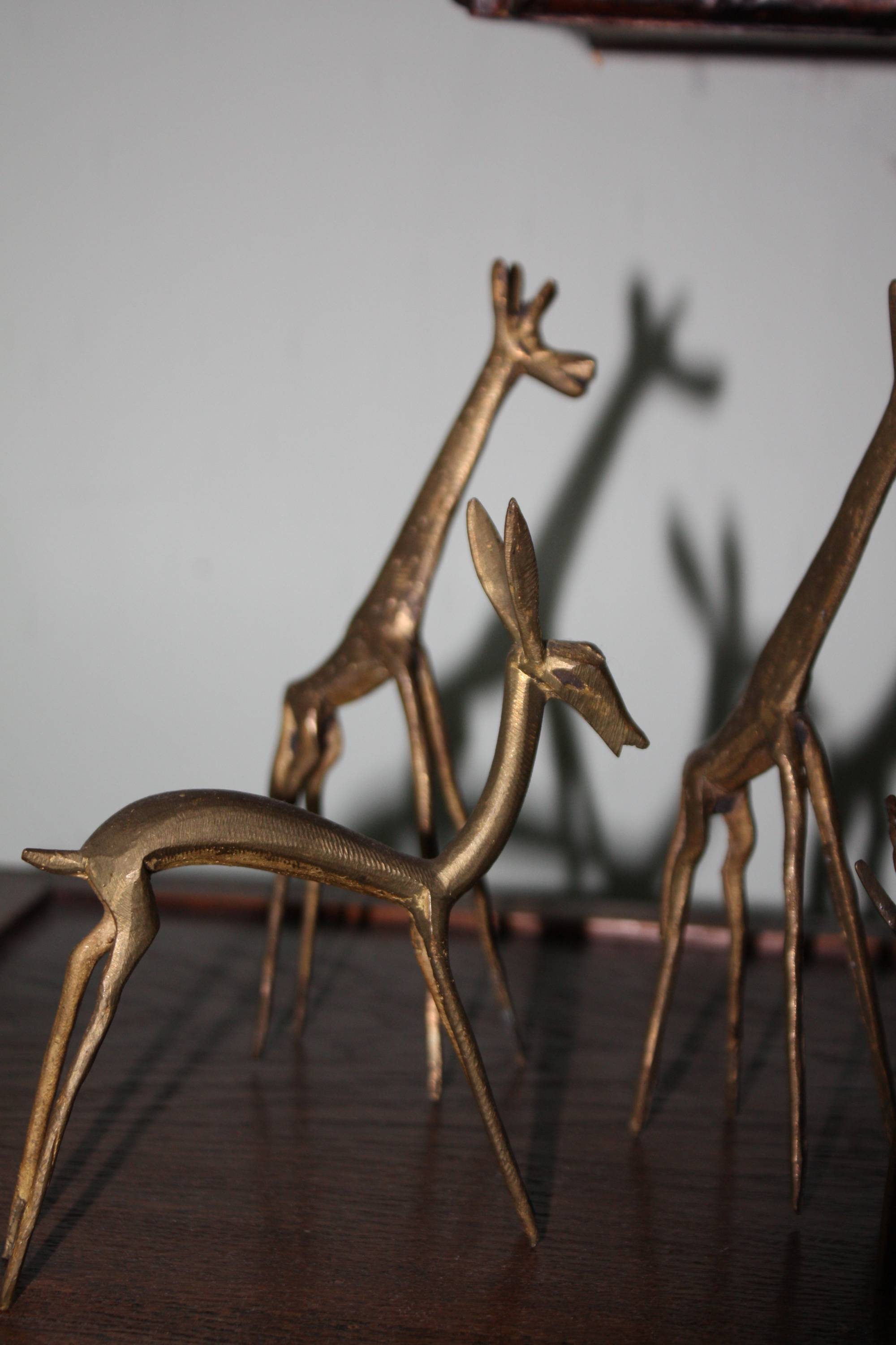 A group of african brass animals Height: 2.95' (7.5 cm) - 7.09'' (18 cm)