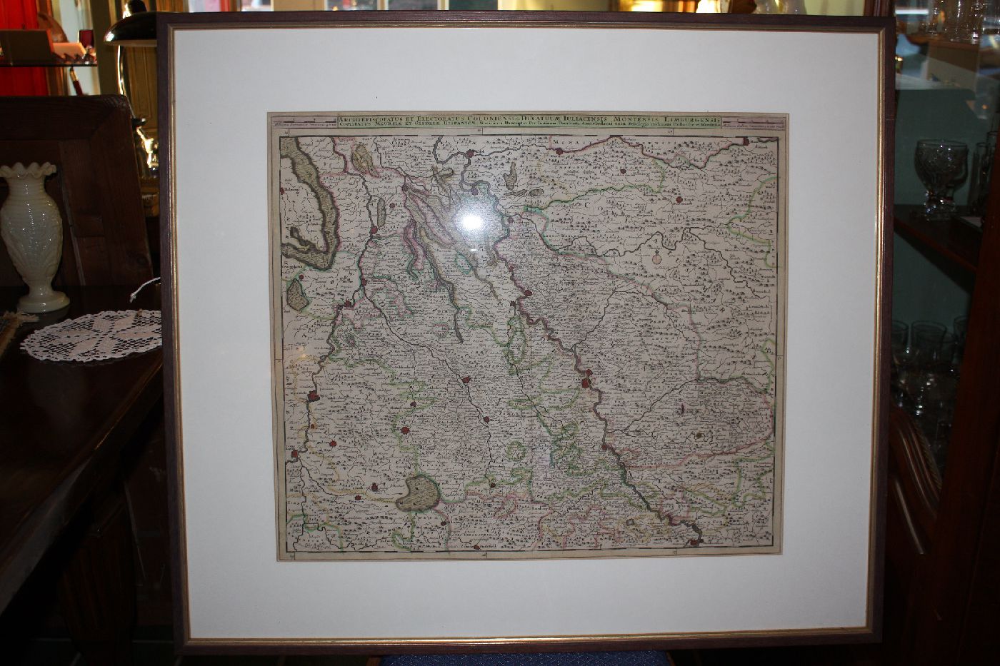 A 1700 coloured copper engraving map of Central Germany by Justus Danckerts