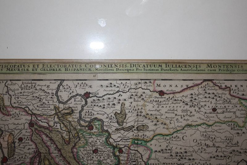 A 1700 coloured copper engraving map of Central Germany by Justus Danckerts