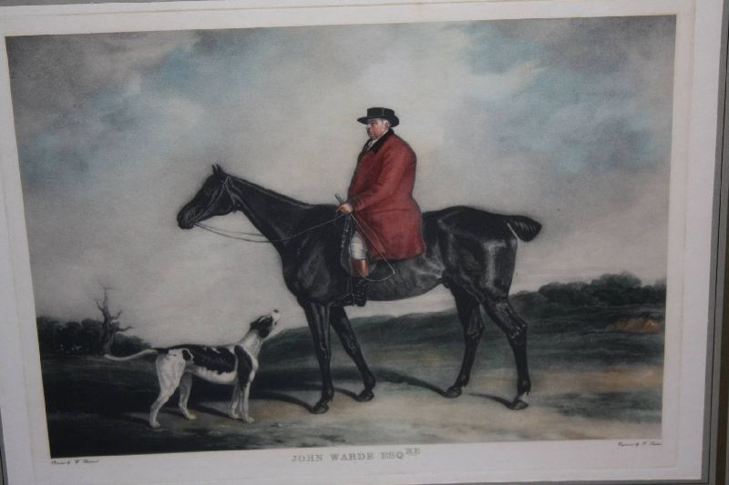 Coloured engraving Horseman Portrait titled 'John Warde'