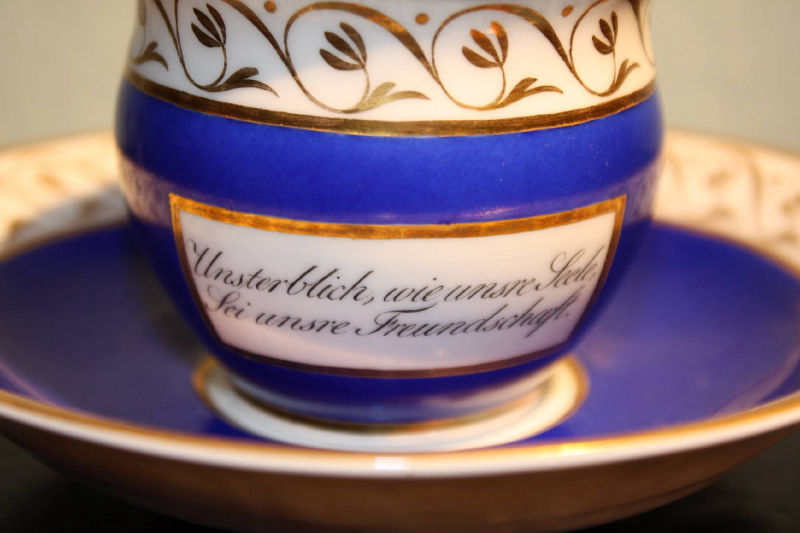Antique first half 19th century collectable 'KPM', Berlin porcelain motto cup