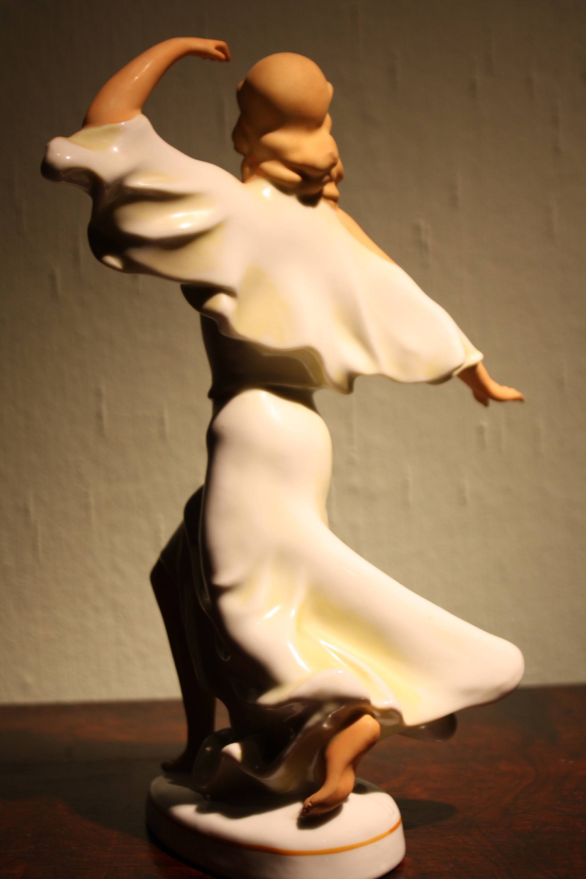 A fine vintage 1930's Austrian or German porcelain sculpture of a dancing girl
