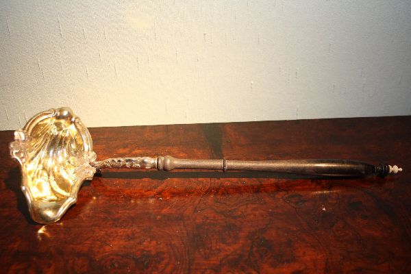 Vintage 19th century silver gilded ladle, soup spoon 